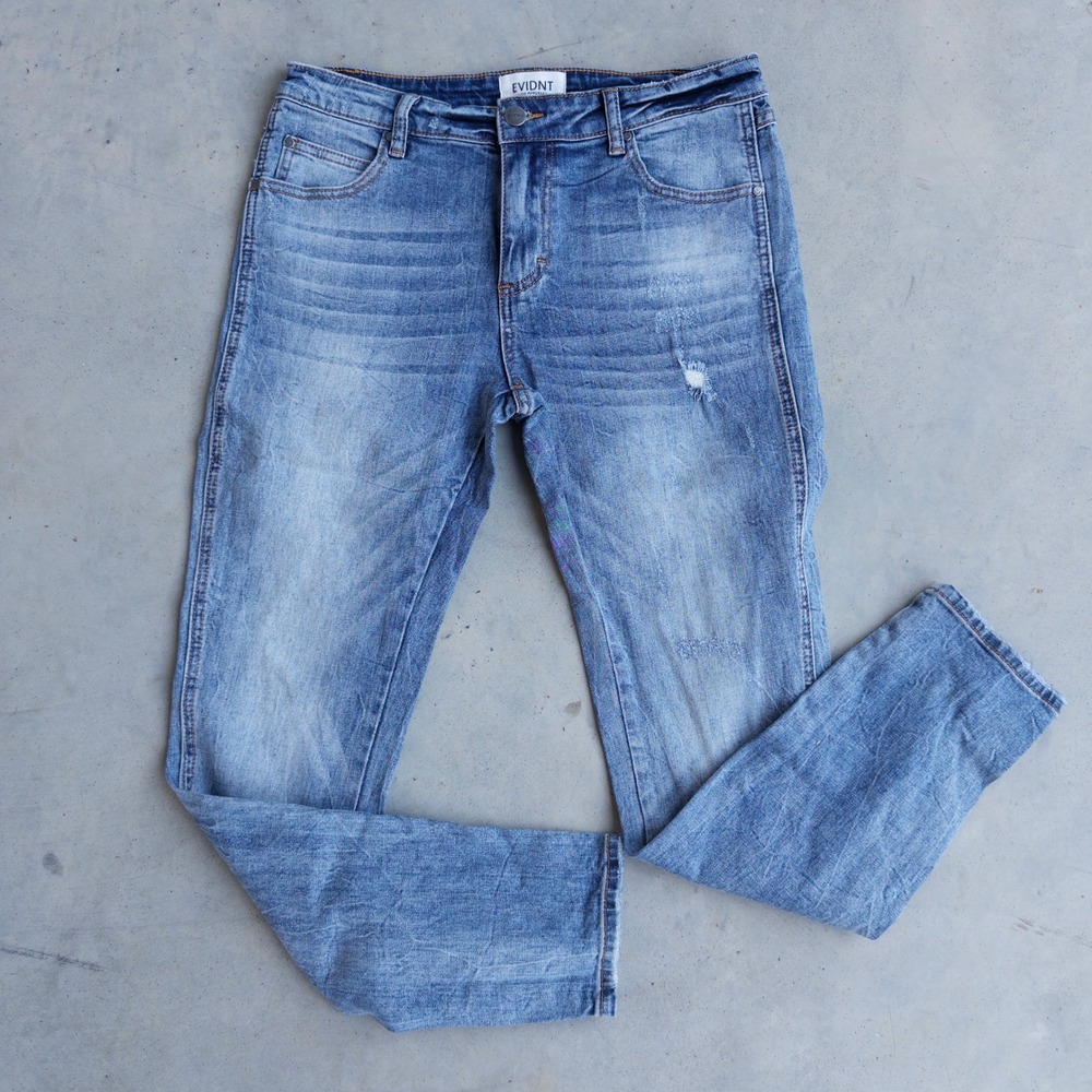 EVIDNT Los Angeles Womens Skinny Jeans Medium Wash Blue Denim ED1416 29